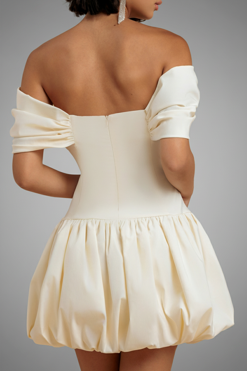 Bardot Babydoll Corset Mini Dress - Cream DR4740