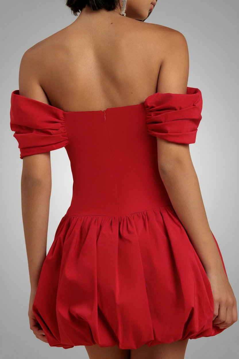 Bardot Babydoll Corset Mini Dress - Red DR4740