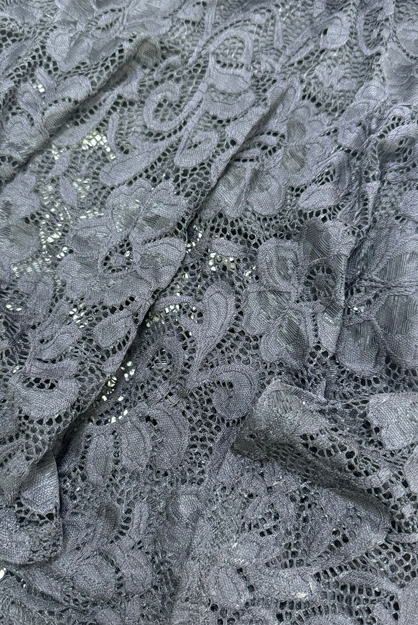 Black Fishtail Style Hem Off Shoulder Slim Fit Lace Midi Dress AV-72012BLK