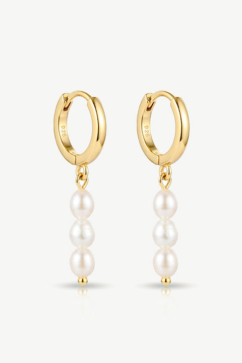 Gold Or Silver Baroque Pearl Huggie Hoop Earrings by MUCHV