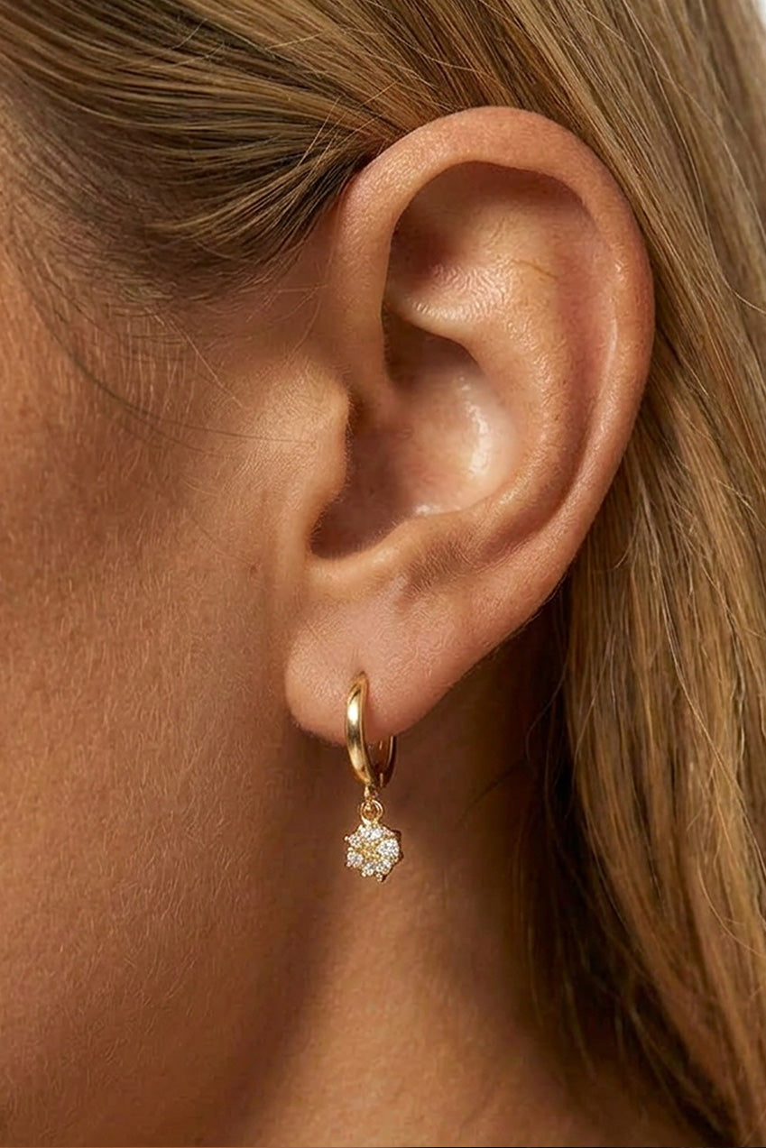 Dainty Huggie Hoop Earrings With Round Stone 563
