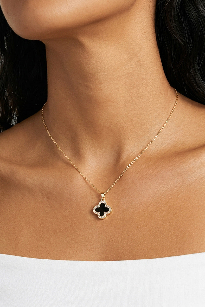 Gold Clover Necklace With Reversible Pendant 567