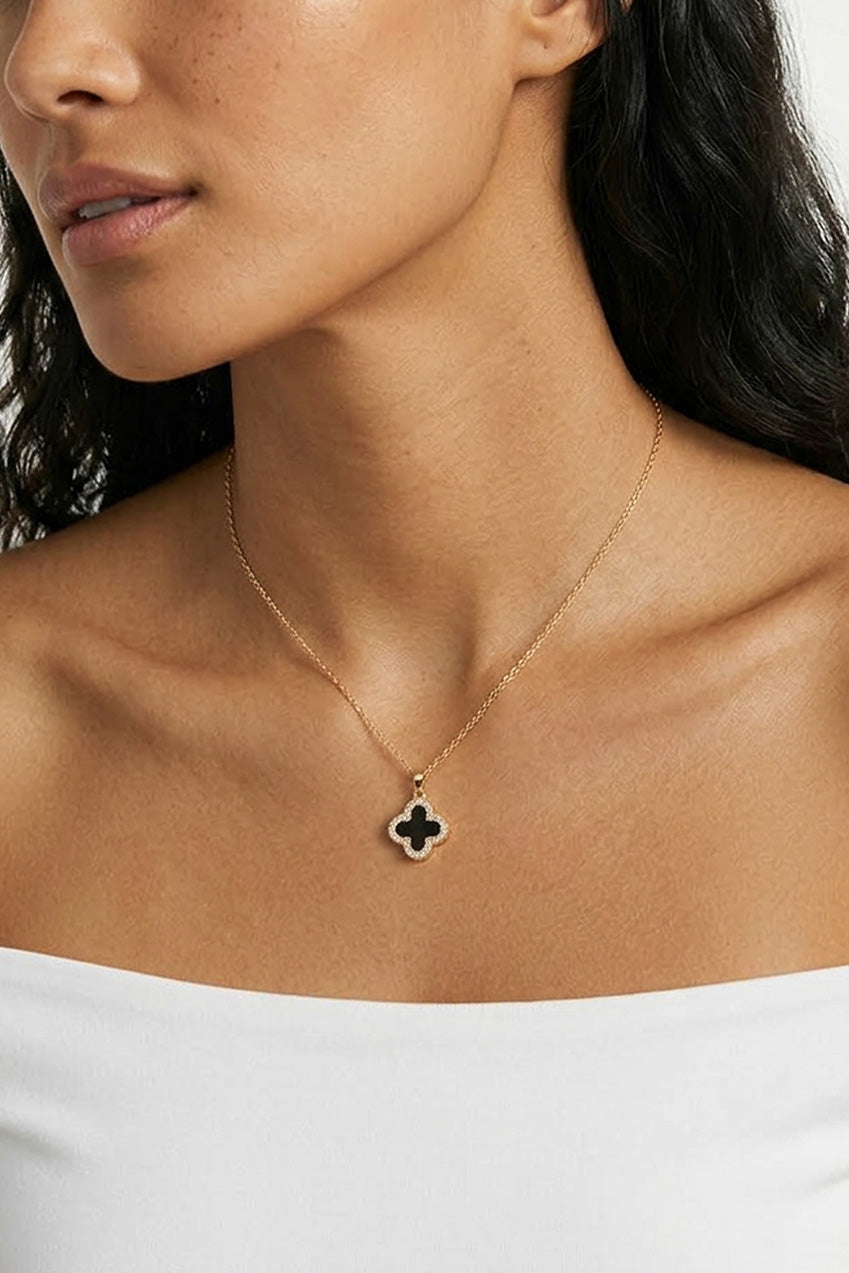 Gold Clover Necklace With Reversible Pendant 567