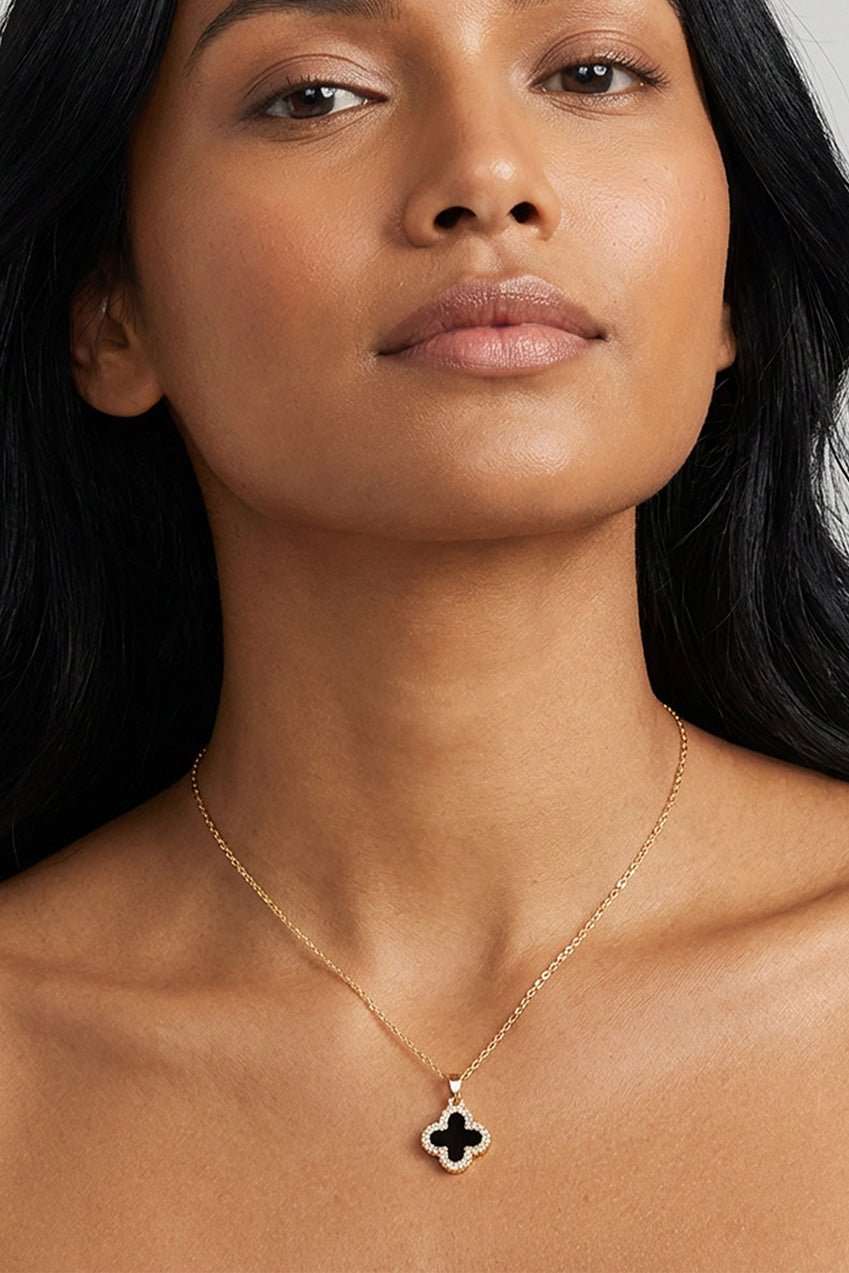 Gold Clover Necklace With Reversible Pendant 567