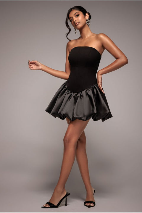 Corset Boobtube Babydoll Mini Dress - Black by Goddiva