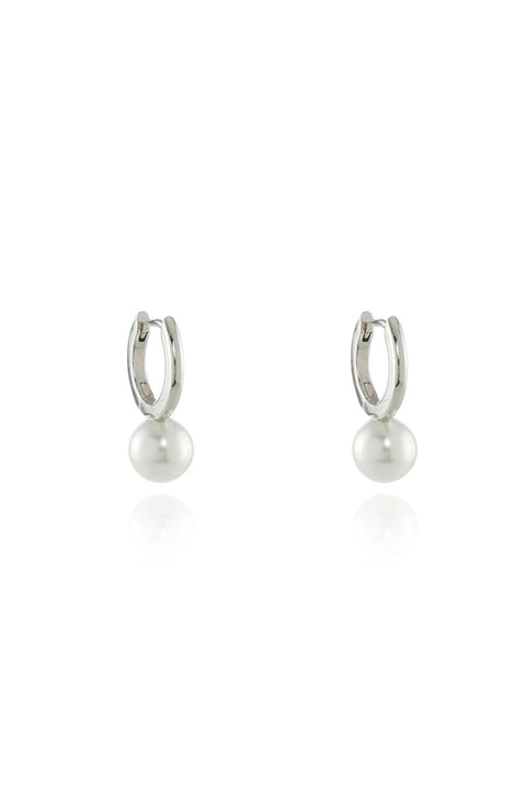 Padma 8mm Pearl Silver Hoop by Cachet London