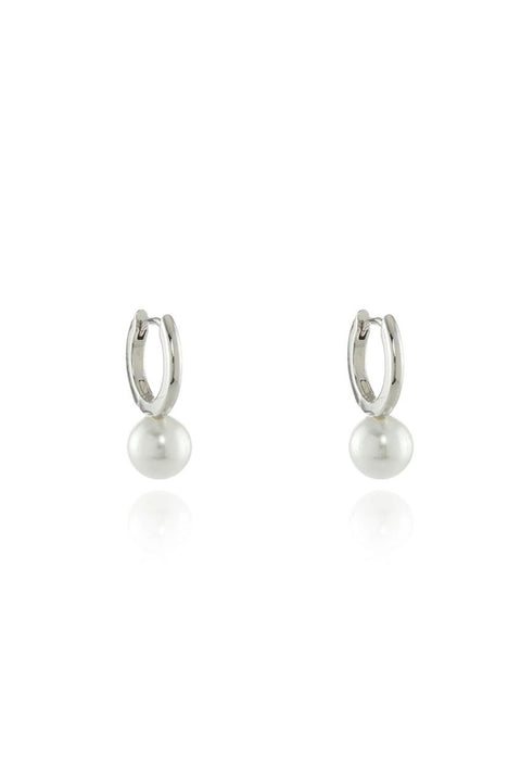 Padma 8mm Pearl Silver Hoop by Cachet London