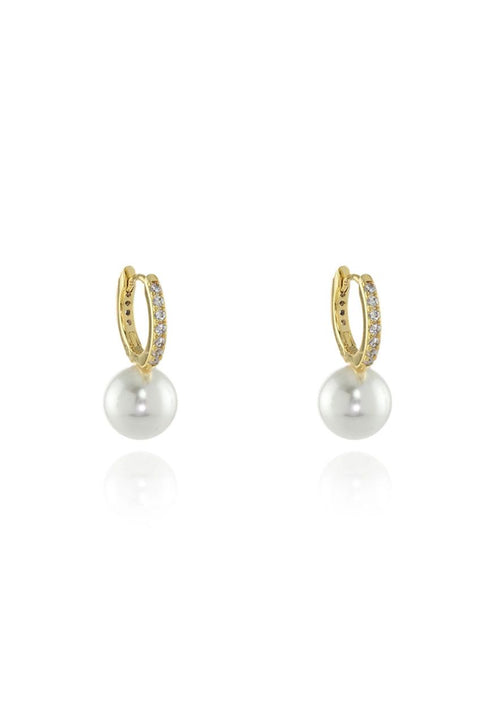 Persia 10mm Pearl Gold Hoop by Cachet London