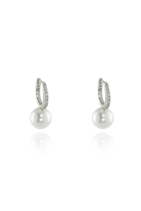 Persia 10mm Pearl Silver Hoop by Cachet London