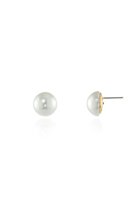 Bibi 12mm Pearl Gold Earrings by Cachet London