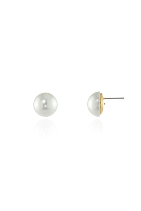 Bibi 12mm Pearl Gold Earrings by Cachet London