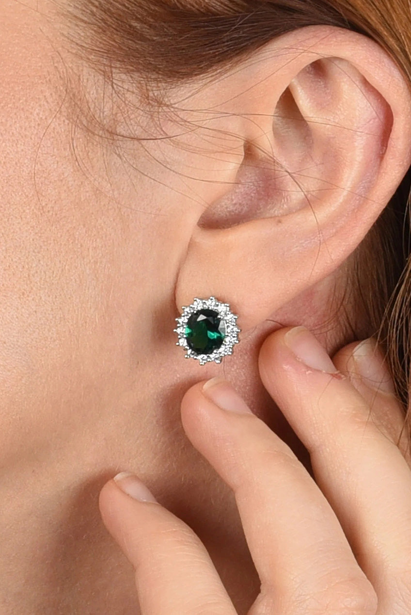Dacia Silver Emerald Earrings 413373R001