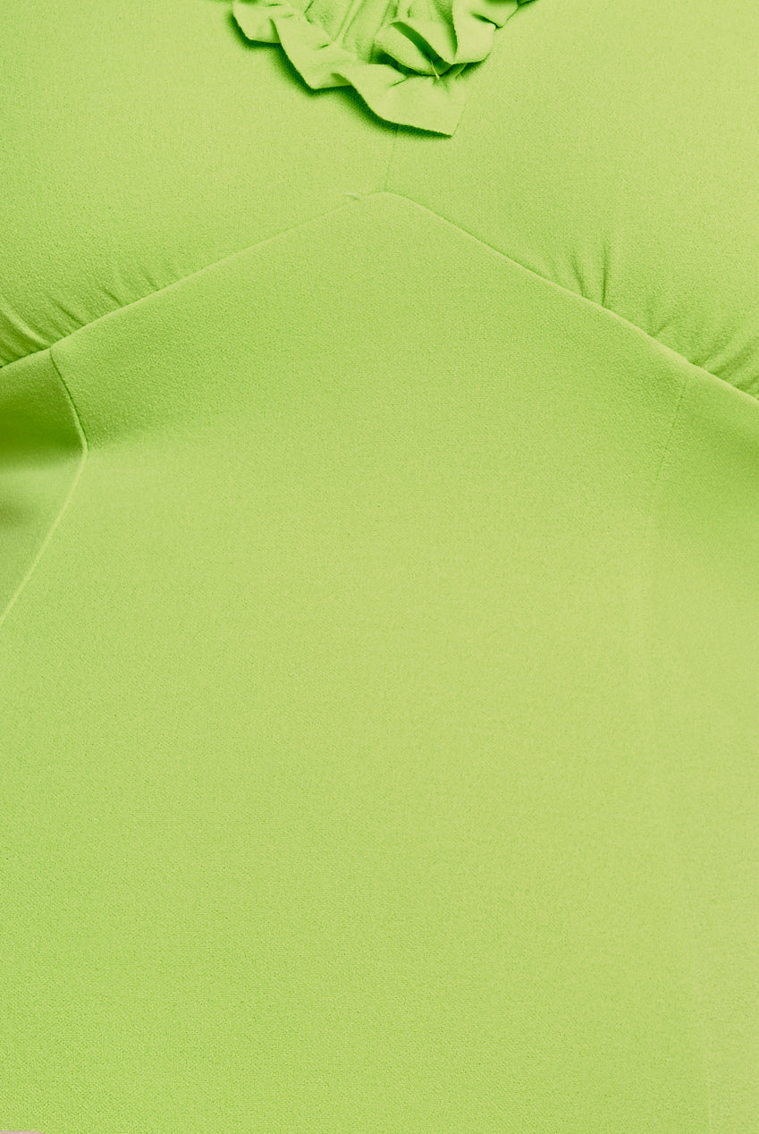 Maternity Flare Sleeve Frill Edge Midi Dress - Lime Green DR4313MAT