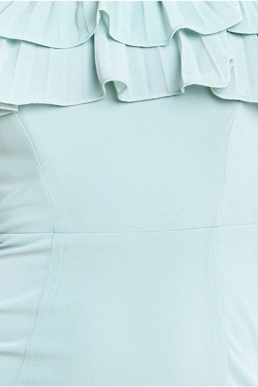 Frilled Off The Shoulder Pleated Chiffon Maxi Dress - Sage Green DR4273