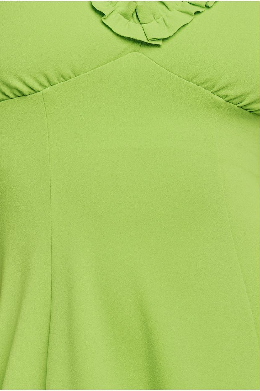 Flare Sleeve Frill Edge Midi Dress - Lime Green DR4313