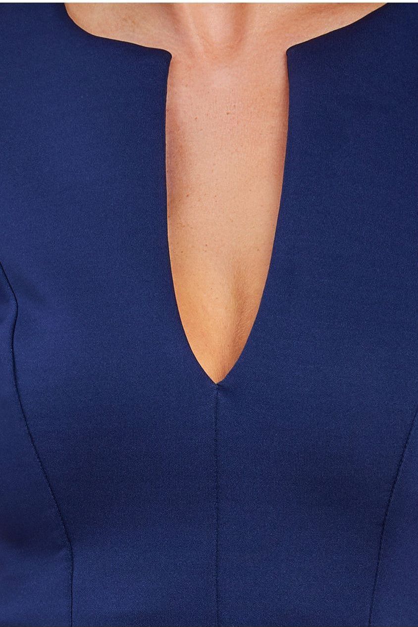 Cap Sleeve Plunging V-Neckline Skater Mini Dress - Navy Blue DR4539