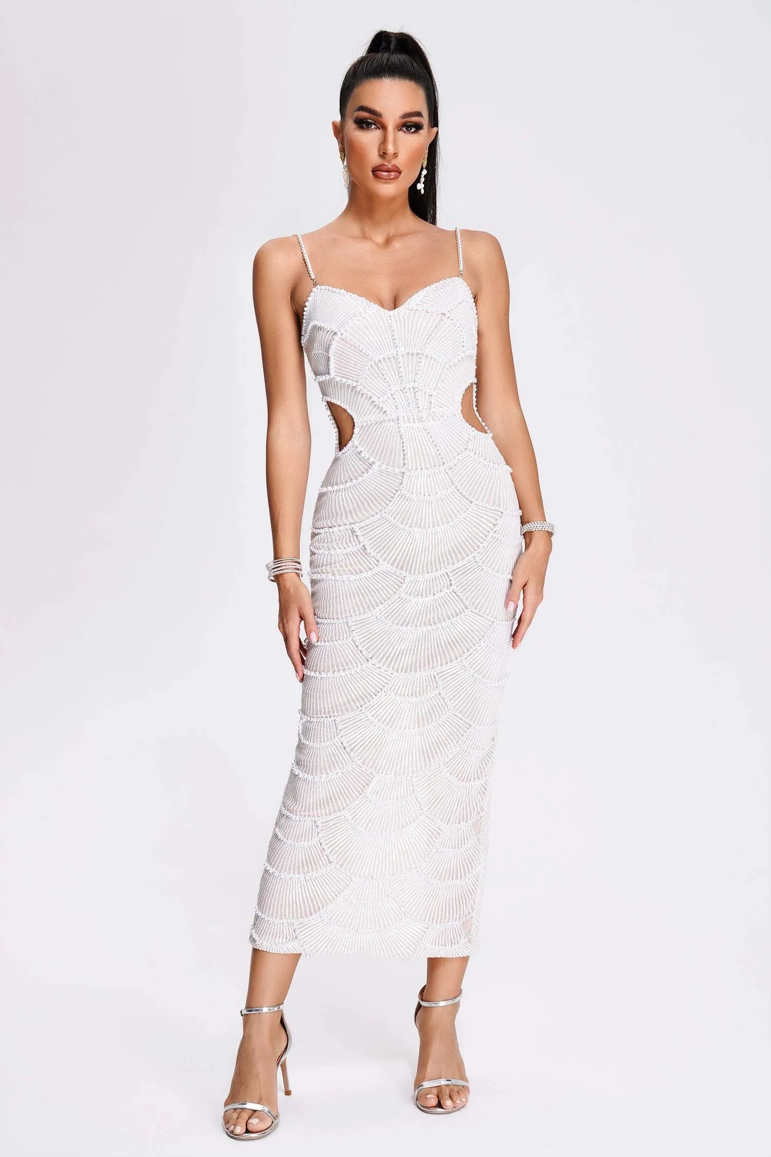 Teresa Pearl Sequin Midi Dress D230600452
