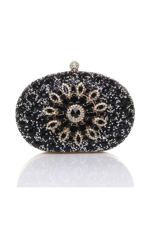 Oval Diamante Embellished Clutch Bag by SVNX