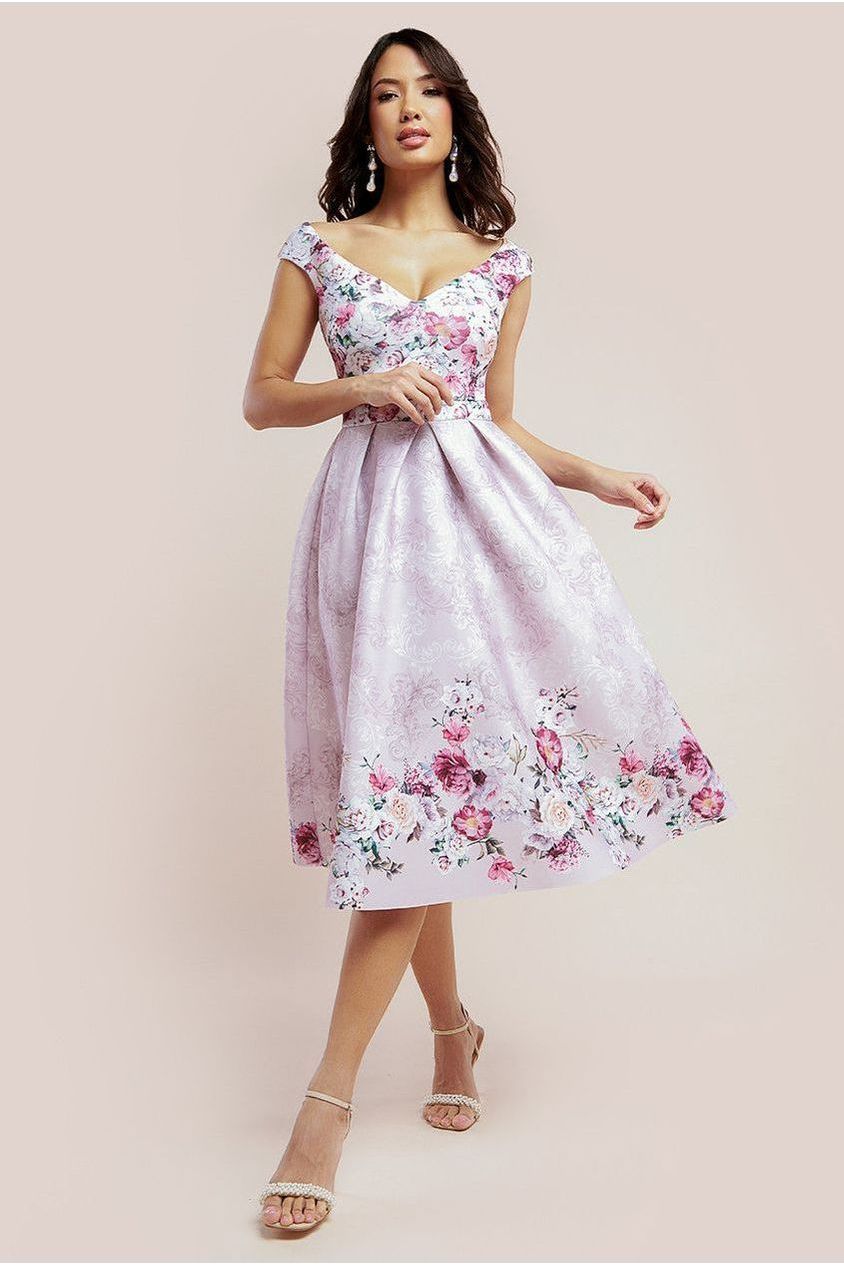 Sweetheart Floral Midi Dress - Blush DR3207
