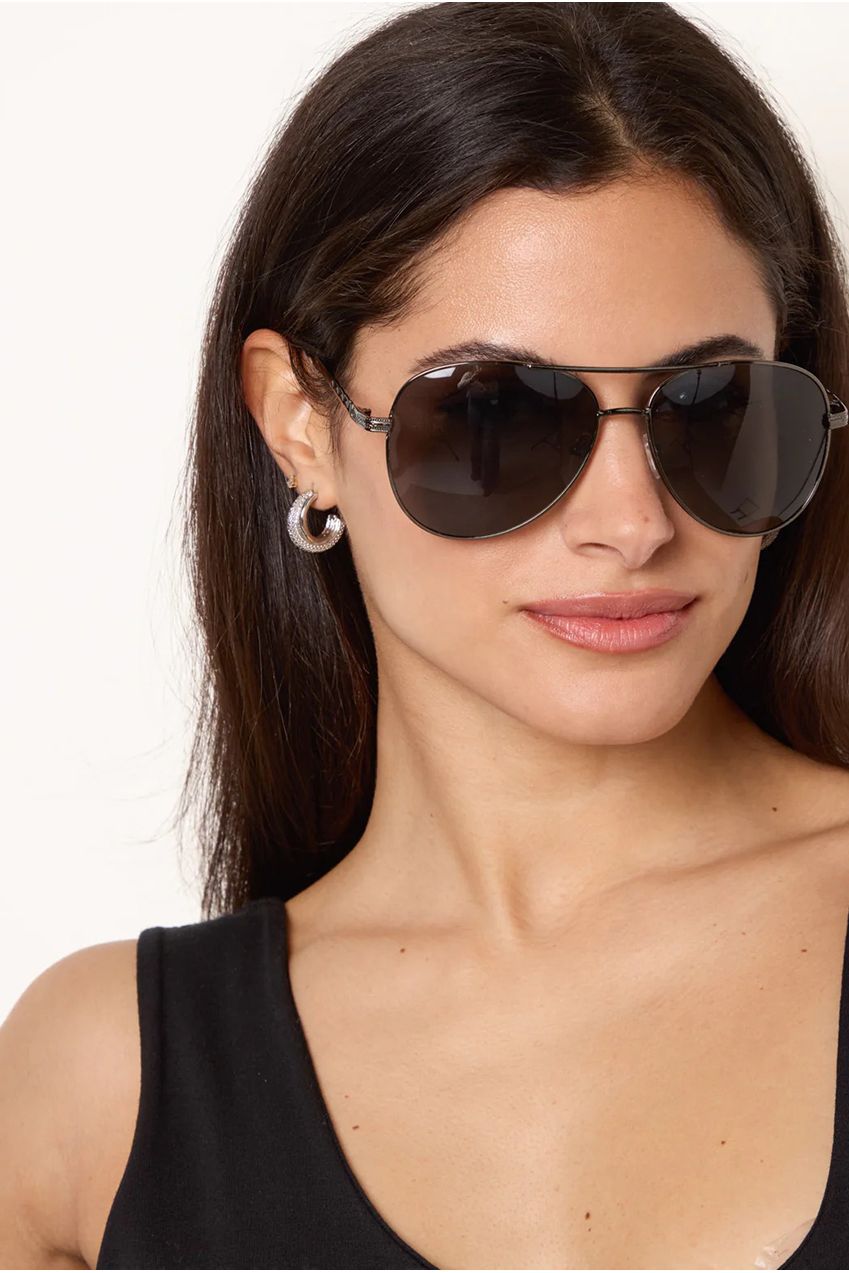 Black Frame Aviators With Polarised Lens NL258303003