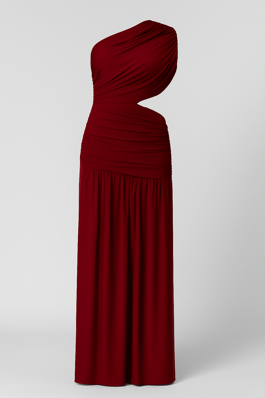 One Shoulder Draping Detailed Side Cut Out Maxi Dress AV-IMD2600