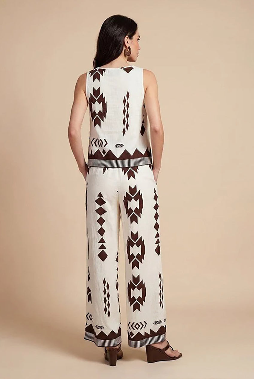 Pattern Wide Leg Trouser 40TRS38700
