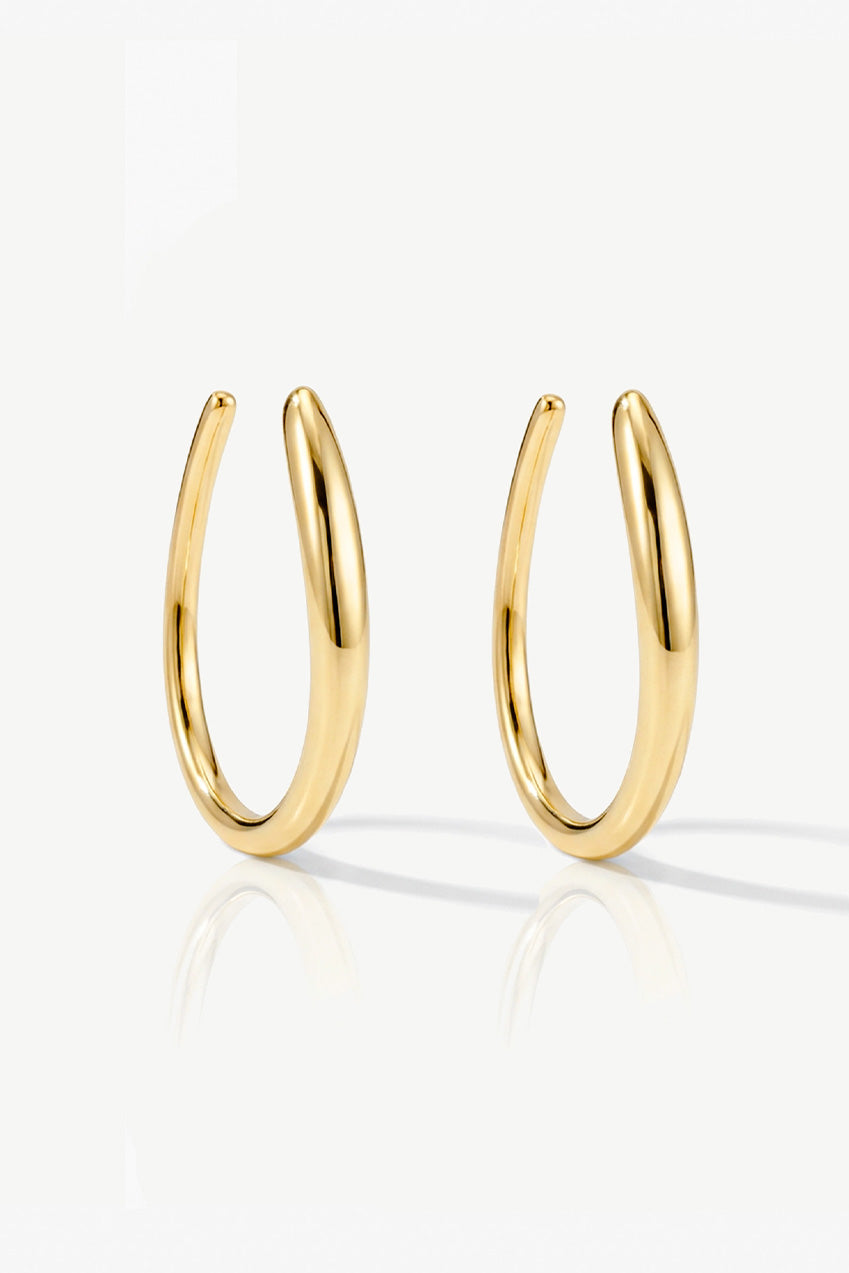 Gold Oval Pull-Through Threader Hoop Earrings 530
