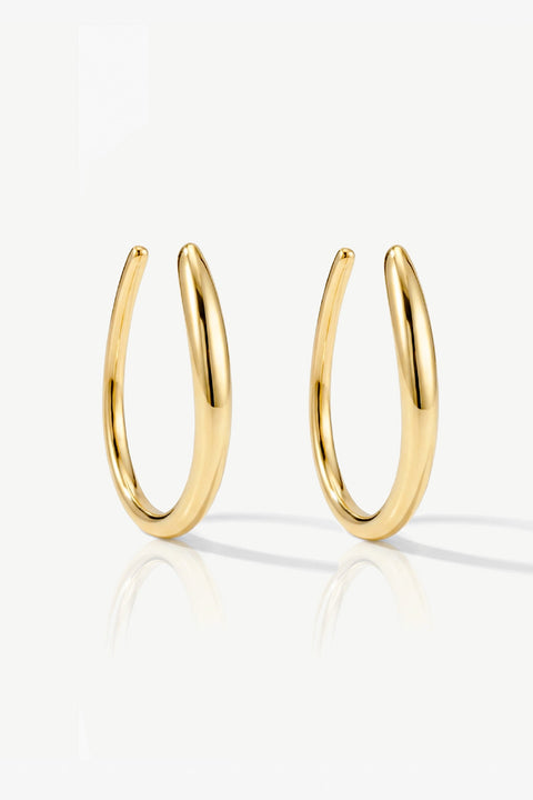 Gold Oval Pull-Through Threader Hoop Earrings by MUCHV