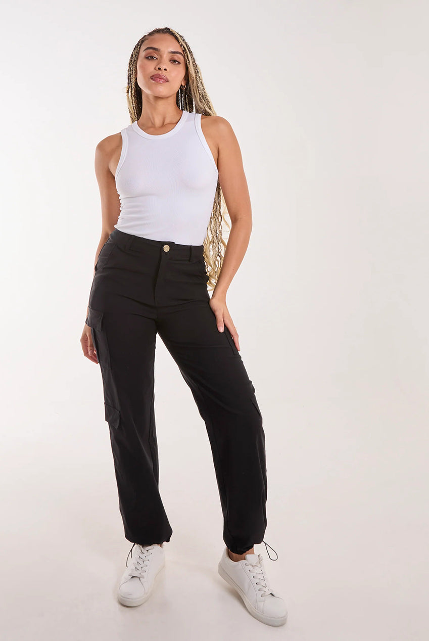 Pocket Detail Wide Leg Cargo Pants PV3244003