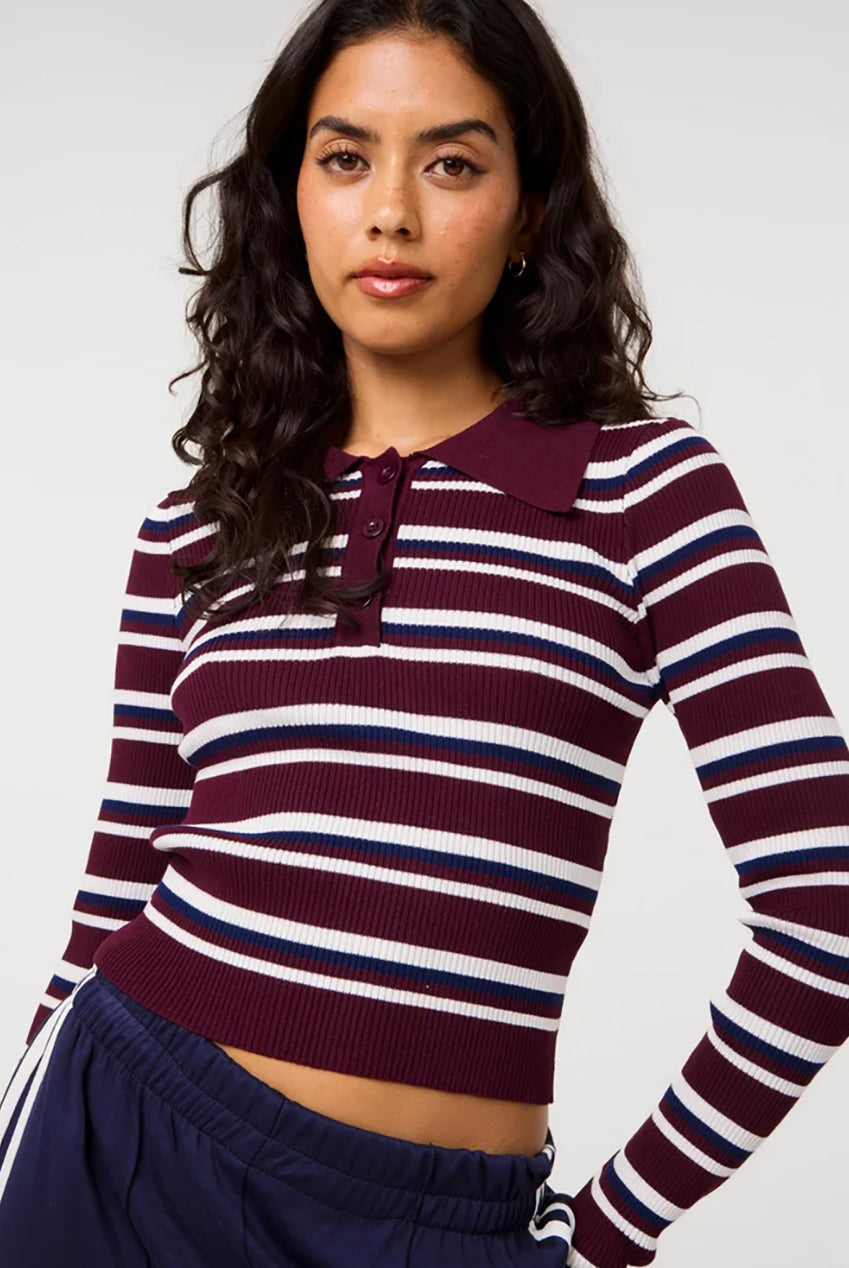 Stripe Long Sleeve Collar Jumper PV3995194