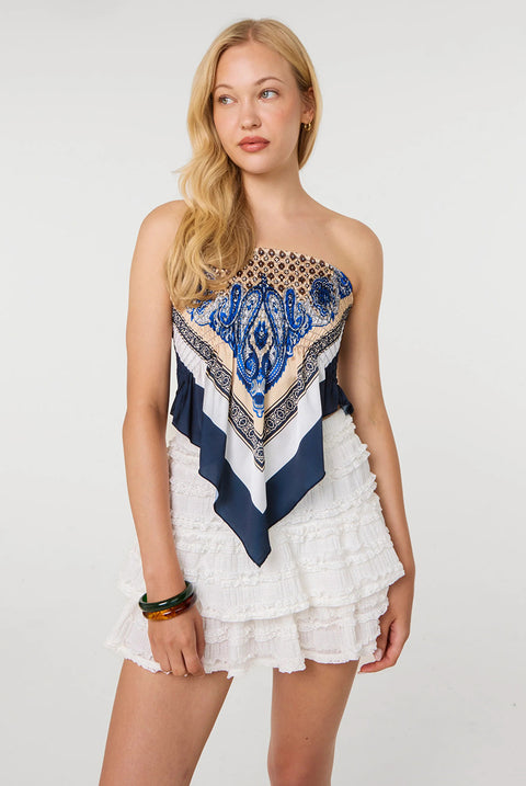 Hanky Scarf Print Paisley Bandeau Top by Pink Vanilla