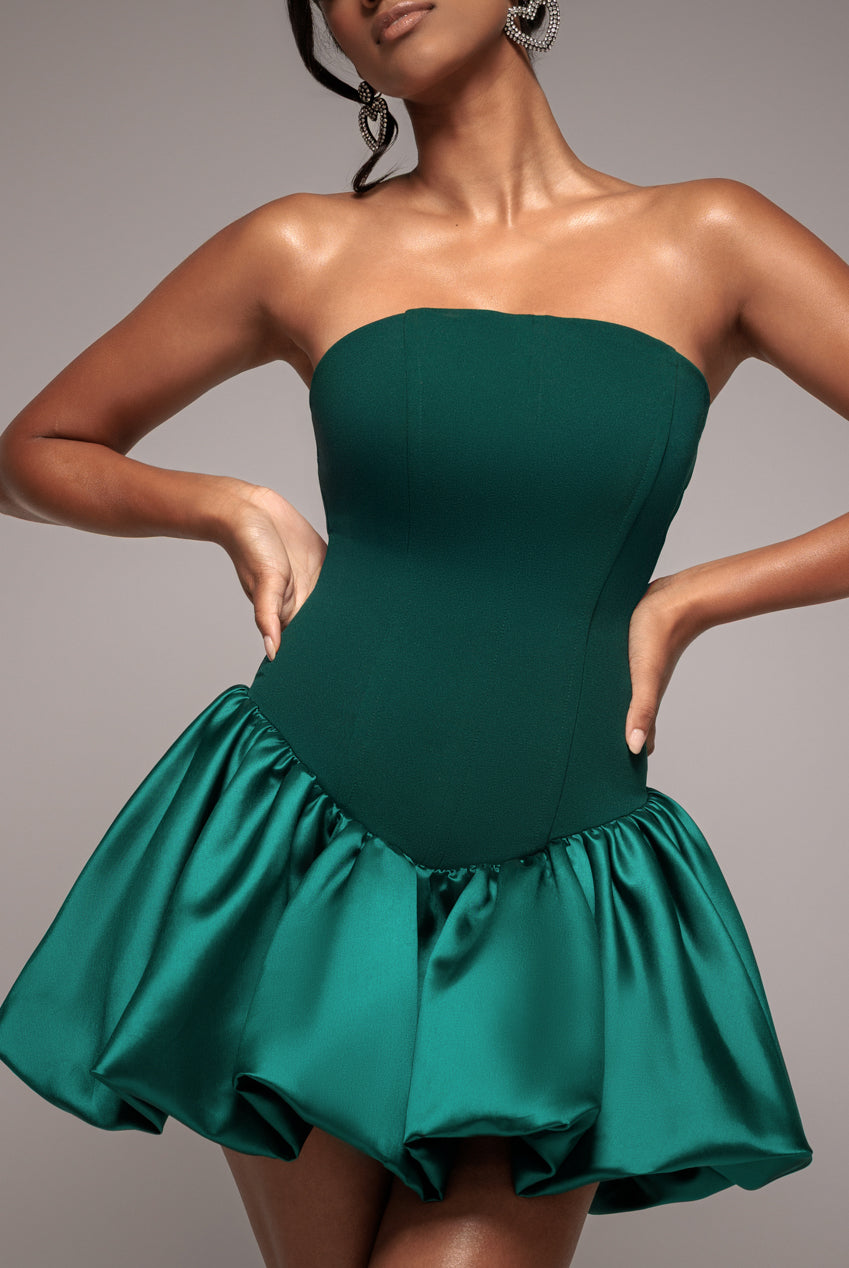 Corset Boobtube Babydoll Mini Dress - Emerald Green DR4771