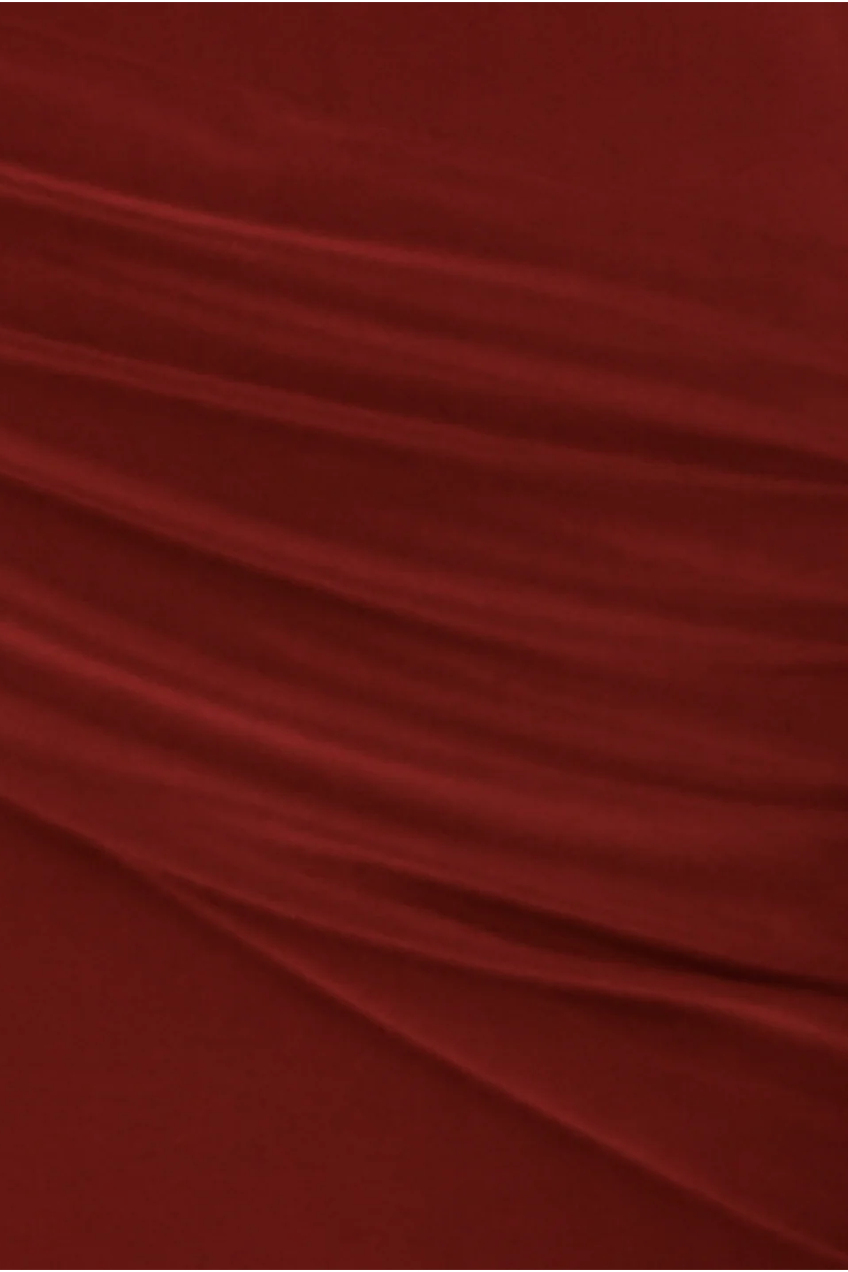 Wine Side Ruching Bodycon Full-Sleeve Jersey Evening Gown AV-IMD2453