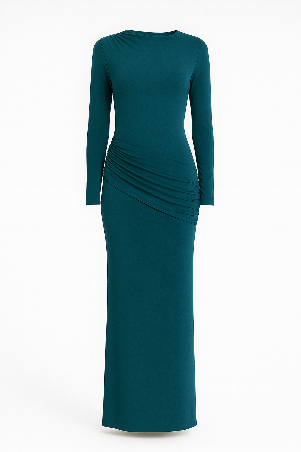 Side Ruching Bodycon Full-Sleeve Jersey Evening Gown AV-IMD2453