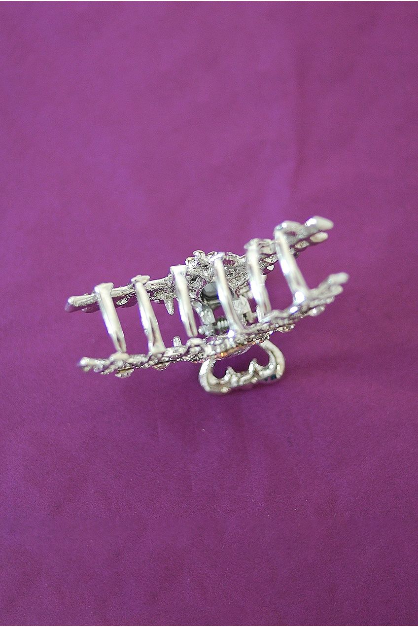 Silver Claw Hair Clip With Diamante 5060801172028