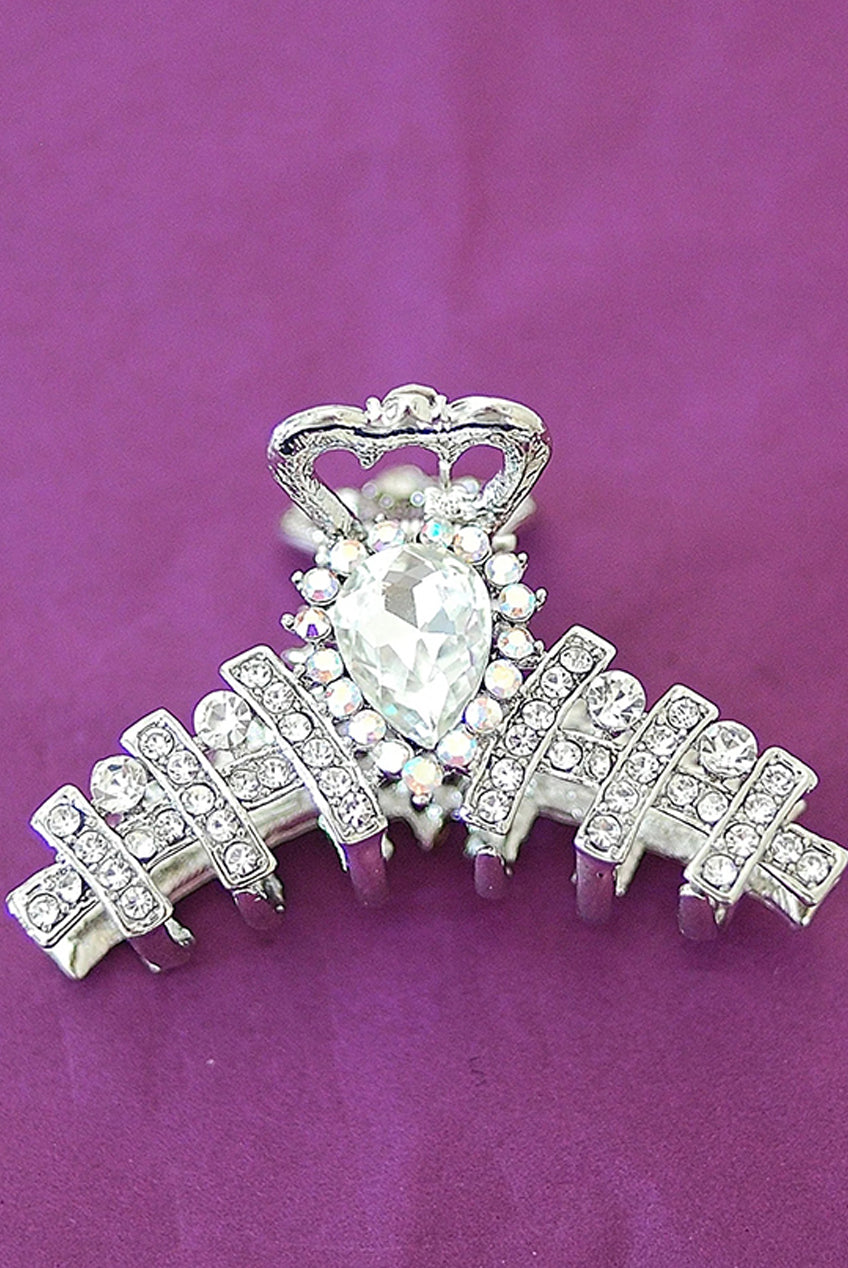Silver Claw Hair Clip With Diamante 5060801172028