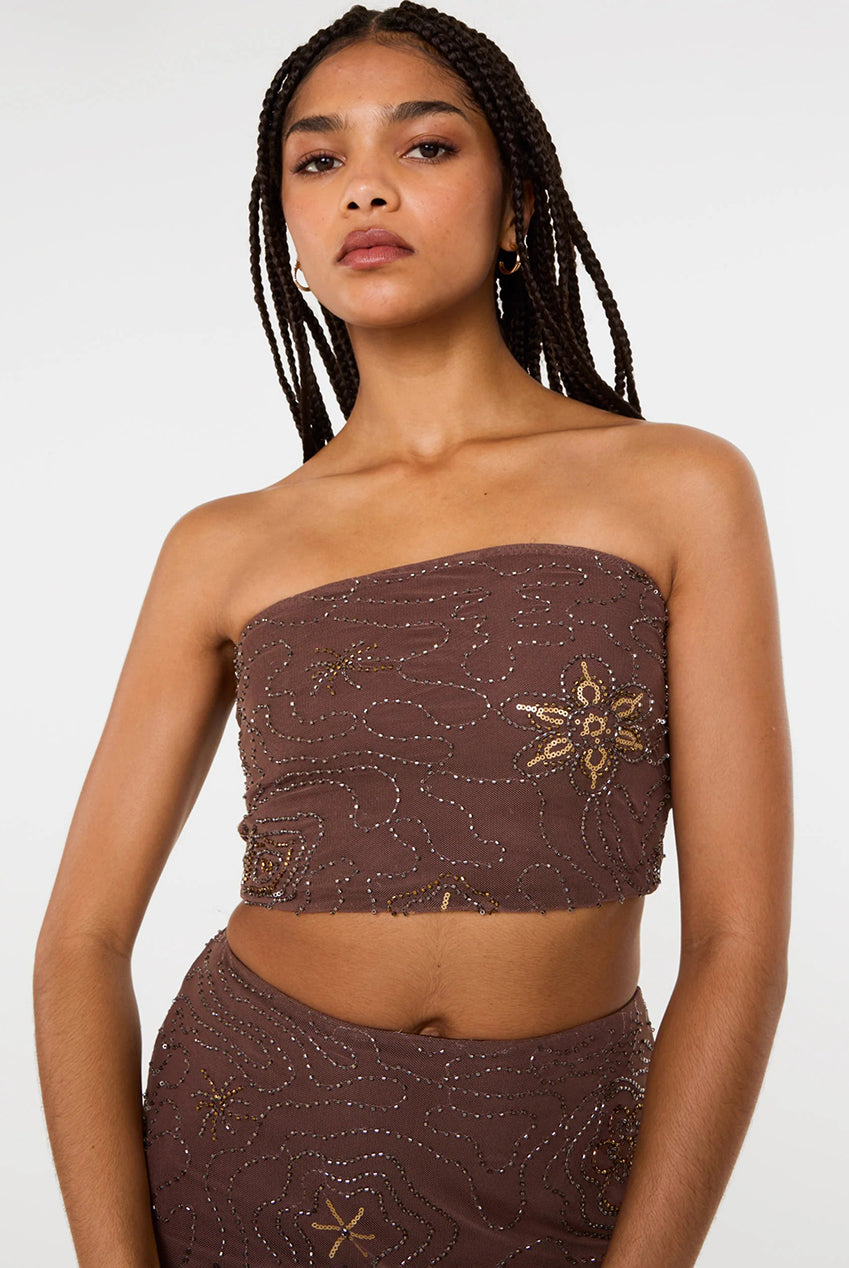 Sequin Embroidered Bandeau Top SS26025P030