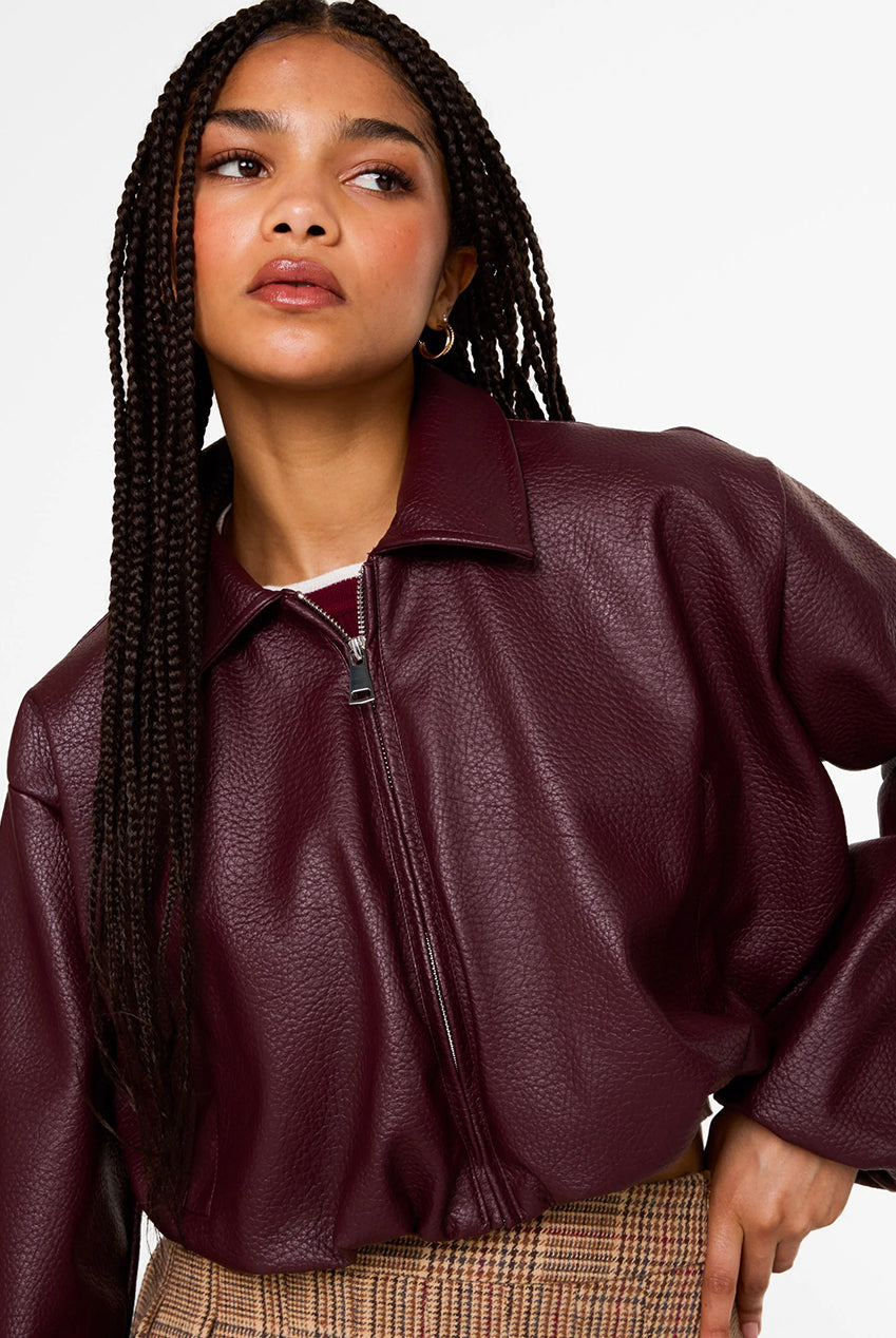 Faux Leather Puffball Jacket SS26039P034