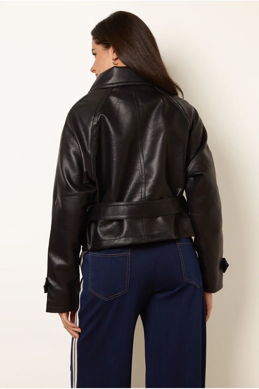 Double Breasted Leather Look Jacket SS26046B003