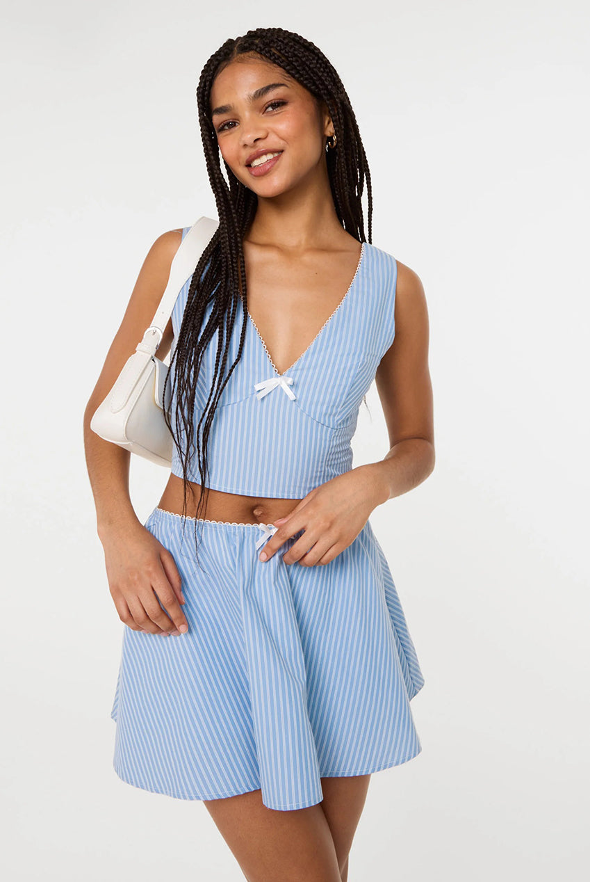 Stripe Shirred Crop Top SS26076P002