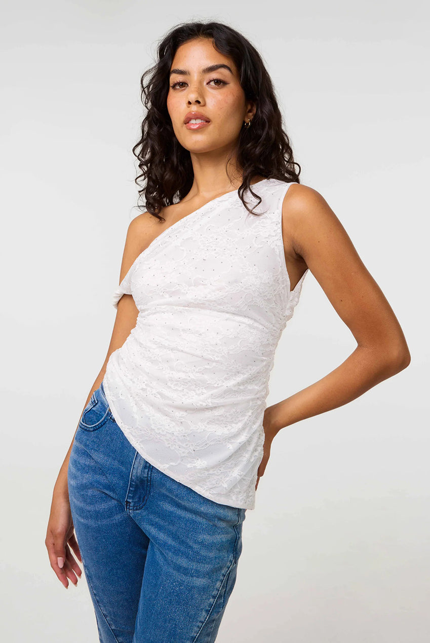 Diamante Lace Off Shoulder Top SS26204P014