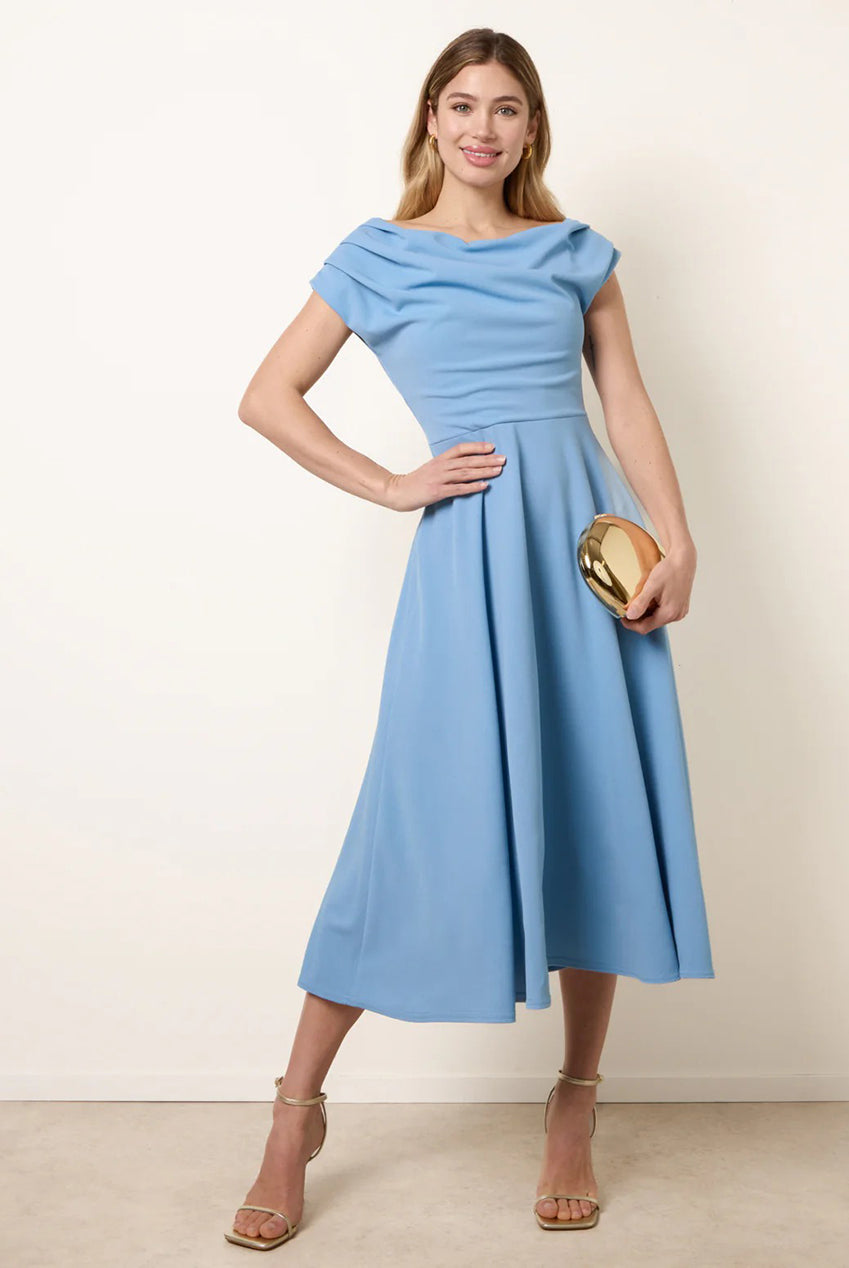 Scuba Crepe Off-Shoulder Skater Dress SS26265B412