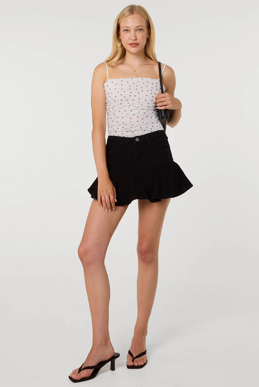 Polka Dot Mesh Ruch Bodysuit SS26297P167