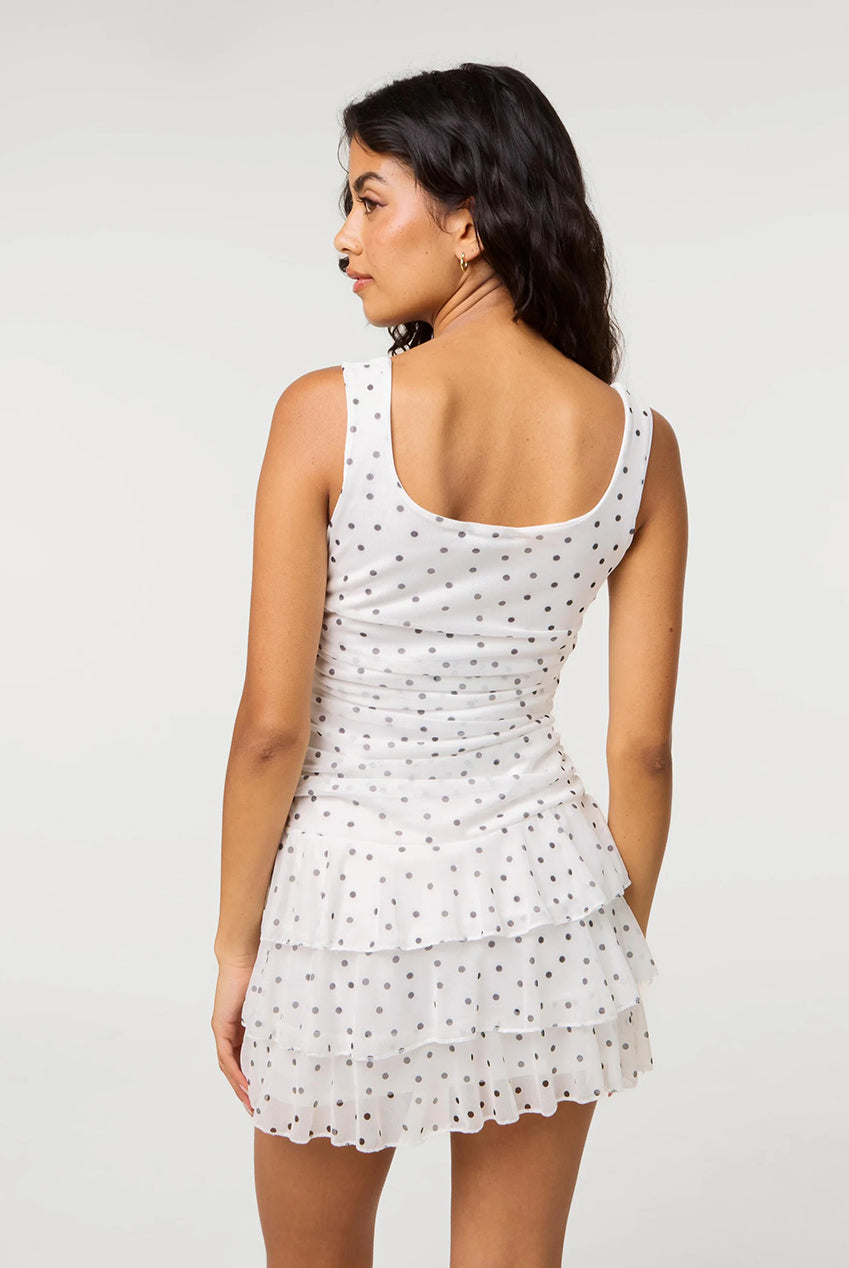 Polka Dot Square Neck Mesh Dress SS26298P167