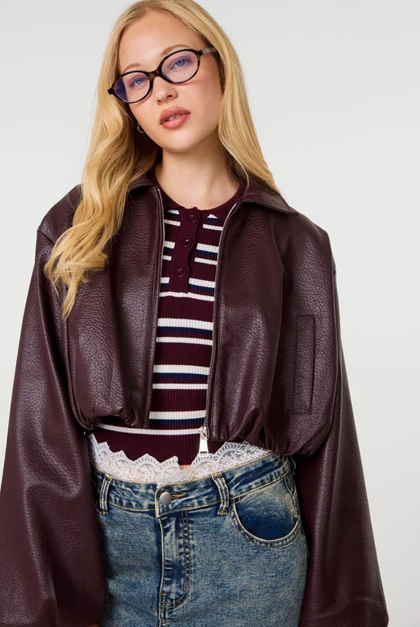 Faux Leather Puffball Jacket SS26306P901