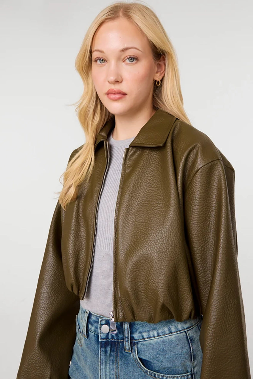 Faux Leather Puffball Jacket SS26306P051
