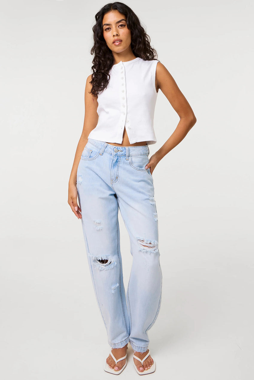 Ripped Washed Barrel Jeans SS26331P262