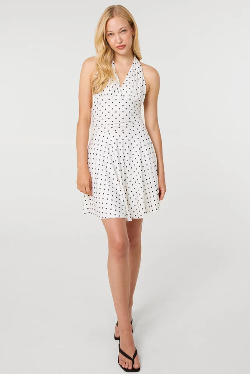 Polka Dot Slinky Halter Neck Dress SS26358P167