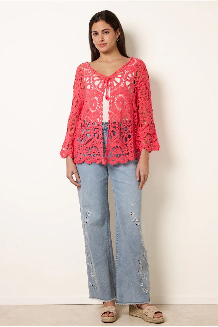 Long-Sleeved Crochet Cardigan WF5415BV005