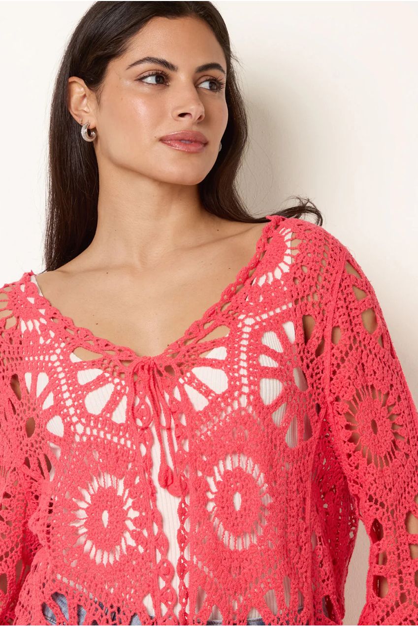 Long-Sleeved Crochet Cardigan WF5415BV005